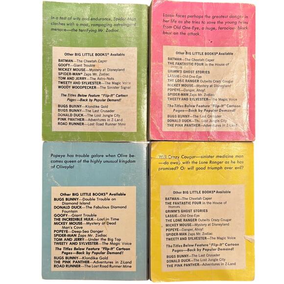 VTG Lot of 4 Big Little Books, Lone Ranger, Spider Man, Popeye, Lassie 60's-70's - Picture 2 of 3